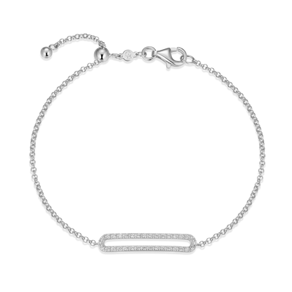 Paperclip Charm Bolo Bracelet in Rhodium Plated Sterling Silver | M by Monte Luna