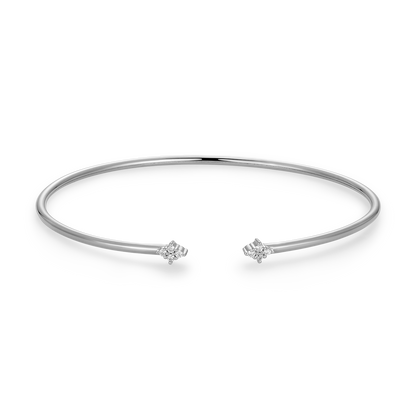 Four Cluster Lab-Created Diamond Flex Cuff Bracelet in Rhodium-Plated Sterling Silver