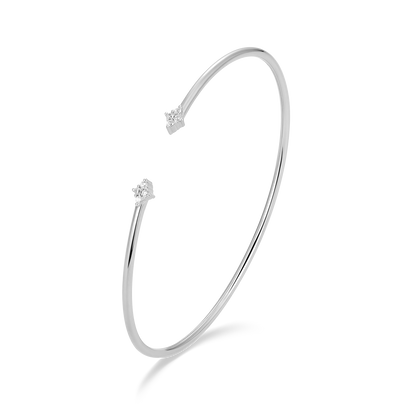 Four Cluster Lab-Created Diamond Flex Cuff Bracelet in Rhodium-Plated Sterling Silver