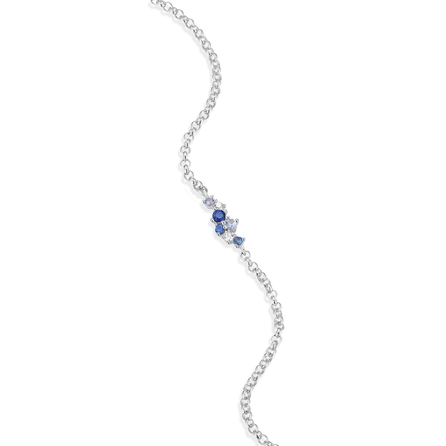 Scattered Ombre Lab-Created Sapphire & Diamond Bolo Bracelet in Rhodium-Plated Sterling Silver | M by Monte Luna