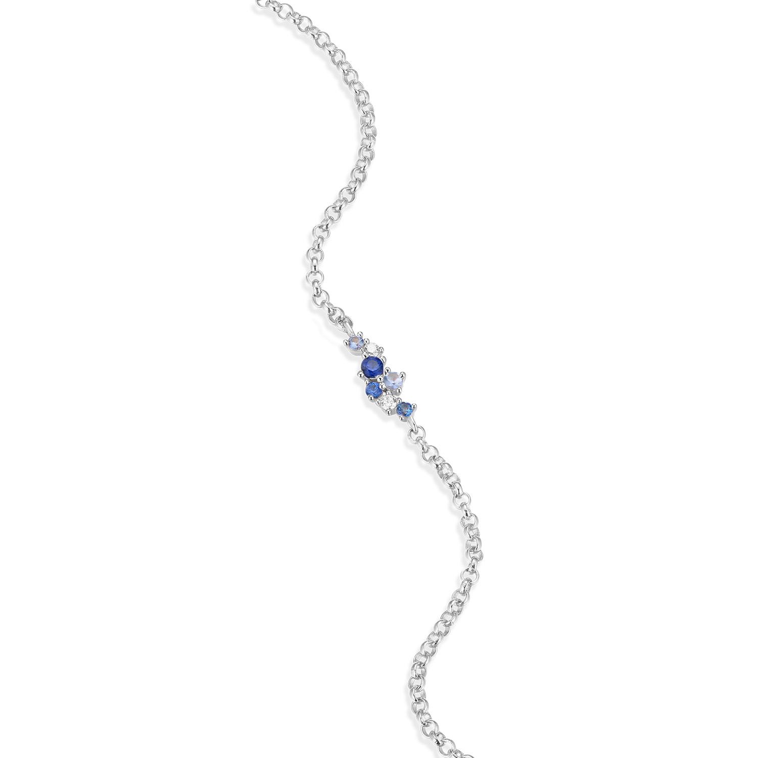 Scattered Ombre Lab-Created Sapphire & Diamond Bolo Bracelet in Rhodium-Plated Sterling Silver | M by Monte Luna