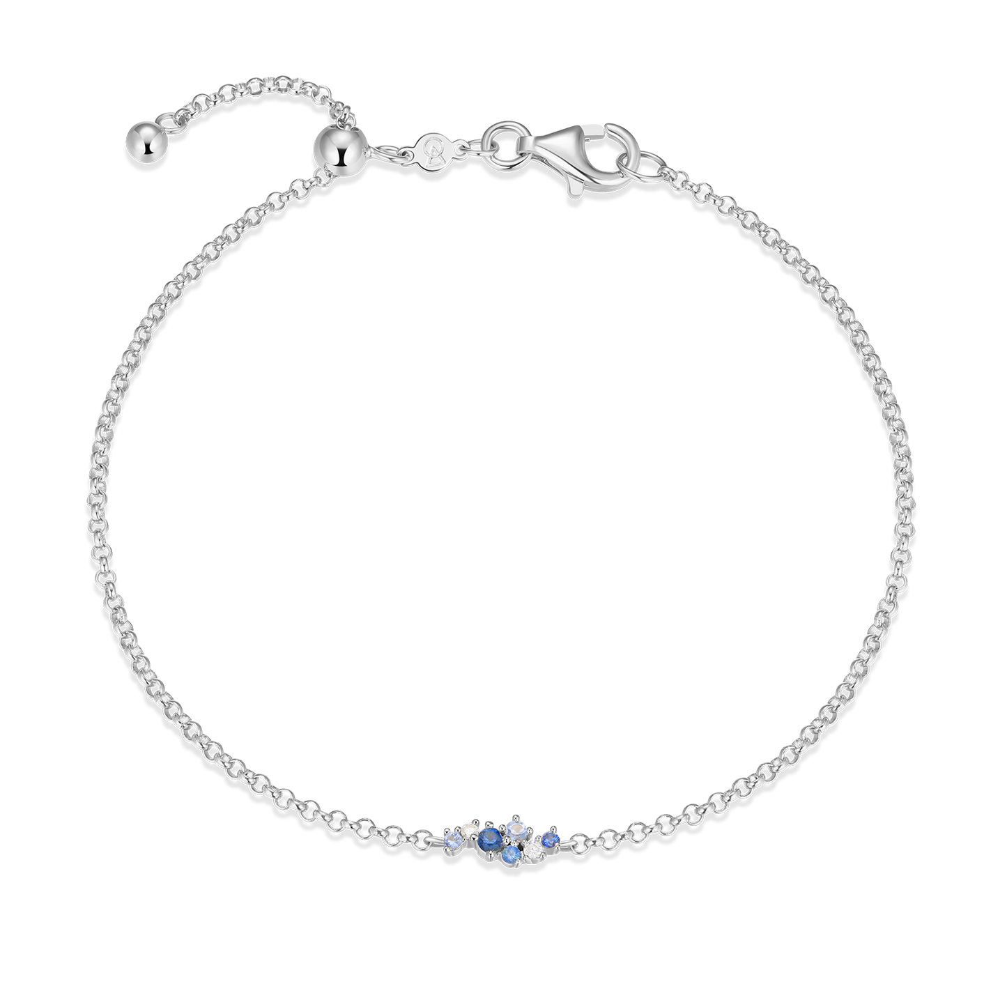 Scattered Ombre Lab-Created Sapphire & Diamond Bolo Bracelet in Rhodium-Plated Sterling Silver | M by Monte Luna