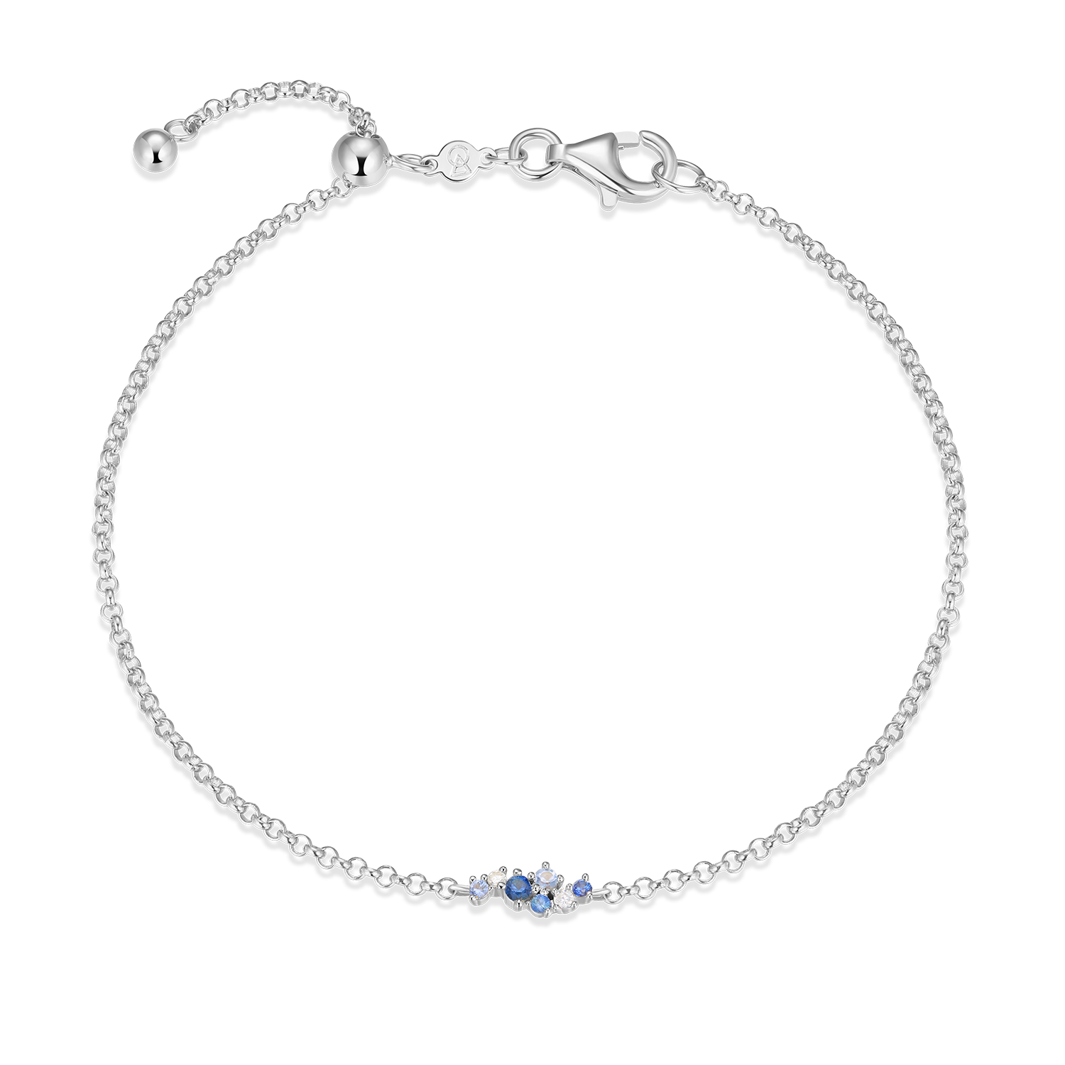 Scattered Ombre Lab-Created Sapphire & Diamond Bolo Bracelet in Rhodium-Plated Sterling Silver | M by Monte Luna