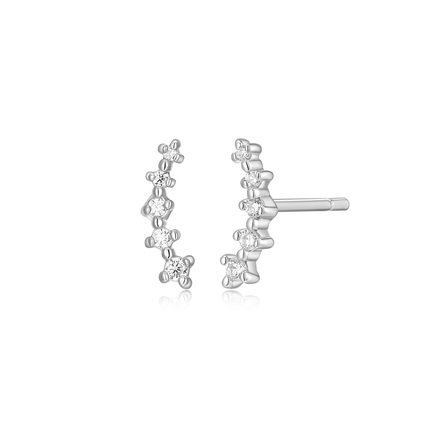 Climber Stud Earrings in Rhodium Plated Sterling Silver