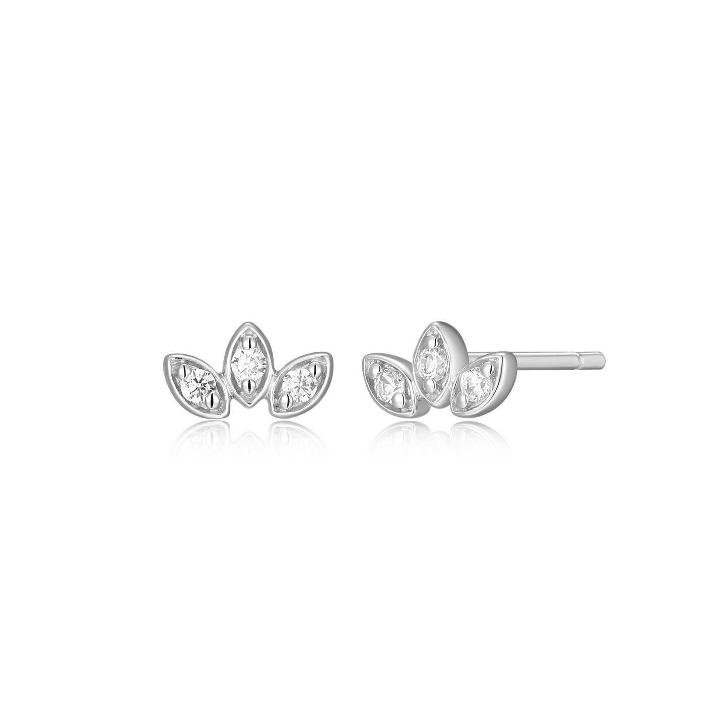 Triple Marquis Stud Earrings in Rhodium Plated Sterling Silver