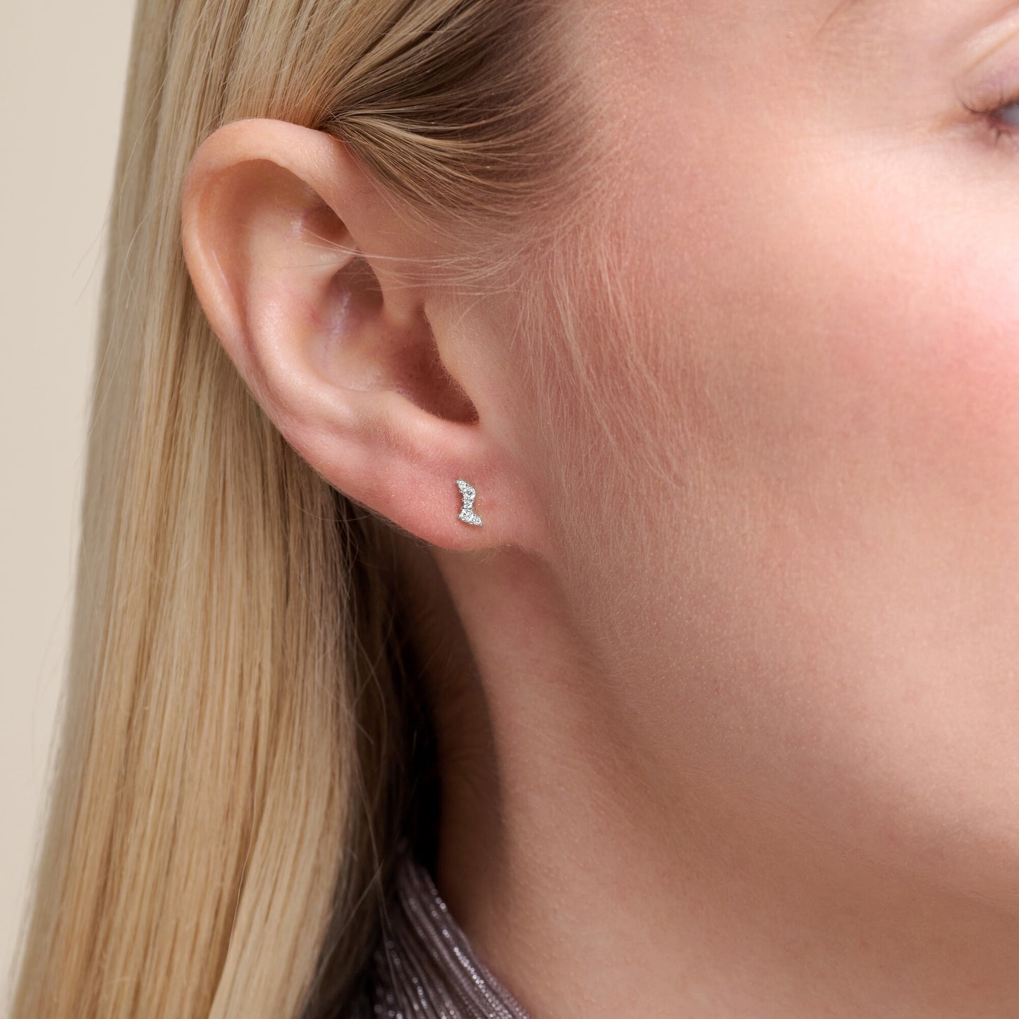 Lab Created Diamond Scatter Stud Earrings in Rhodium Plated Sterling Silver