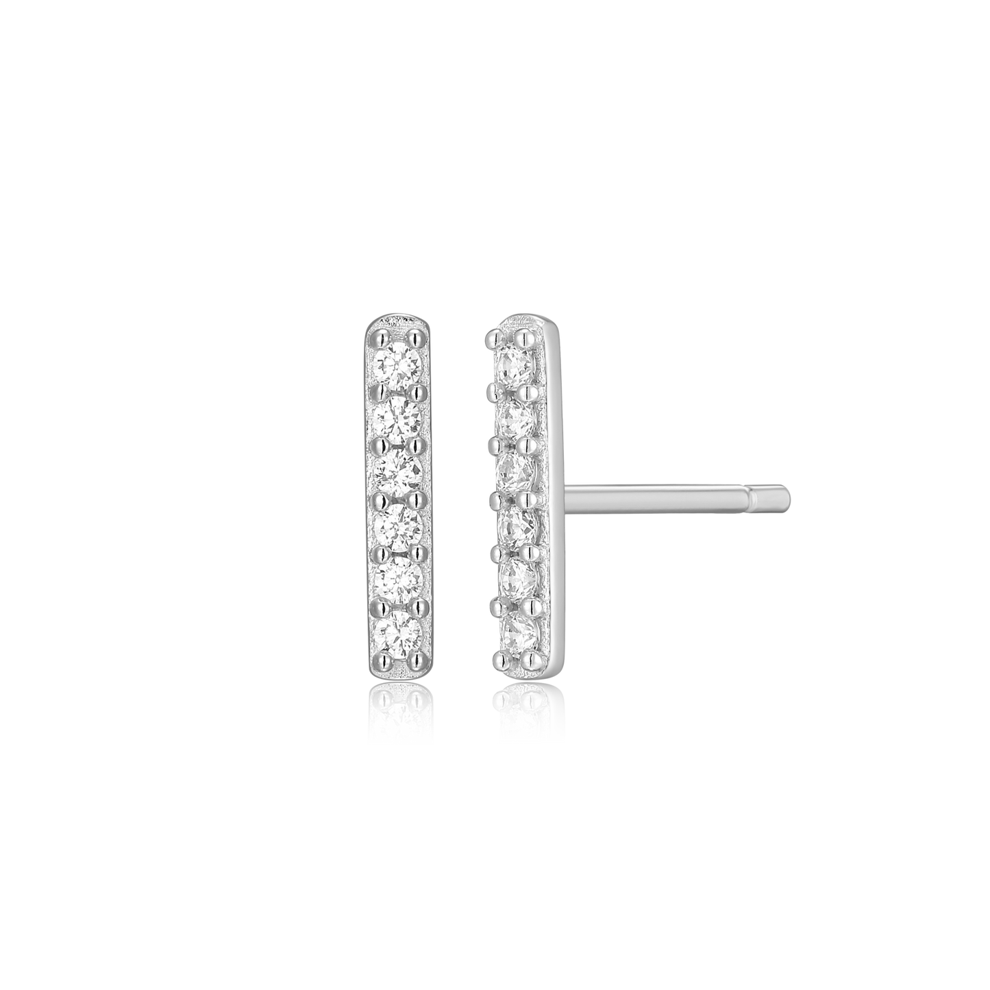 Bar Stud Earrings in Rhodium Plated Sterling Silver