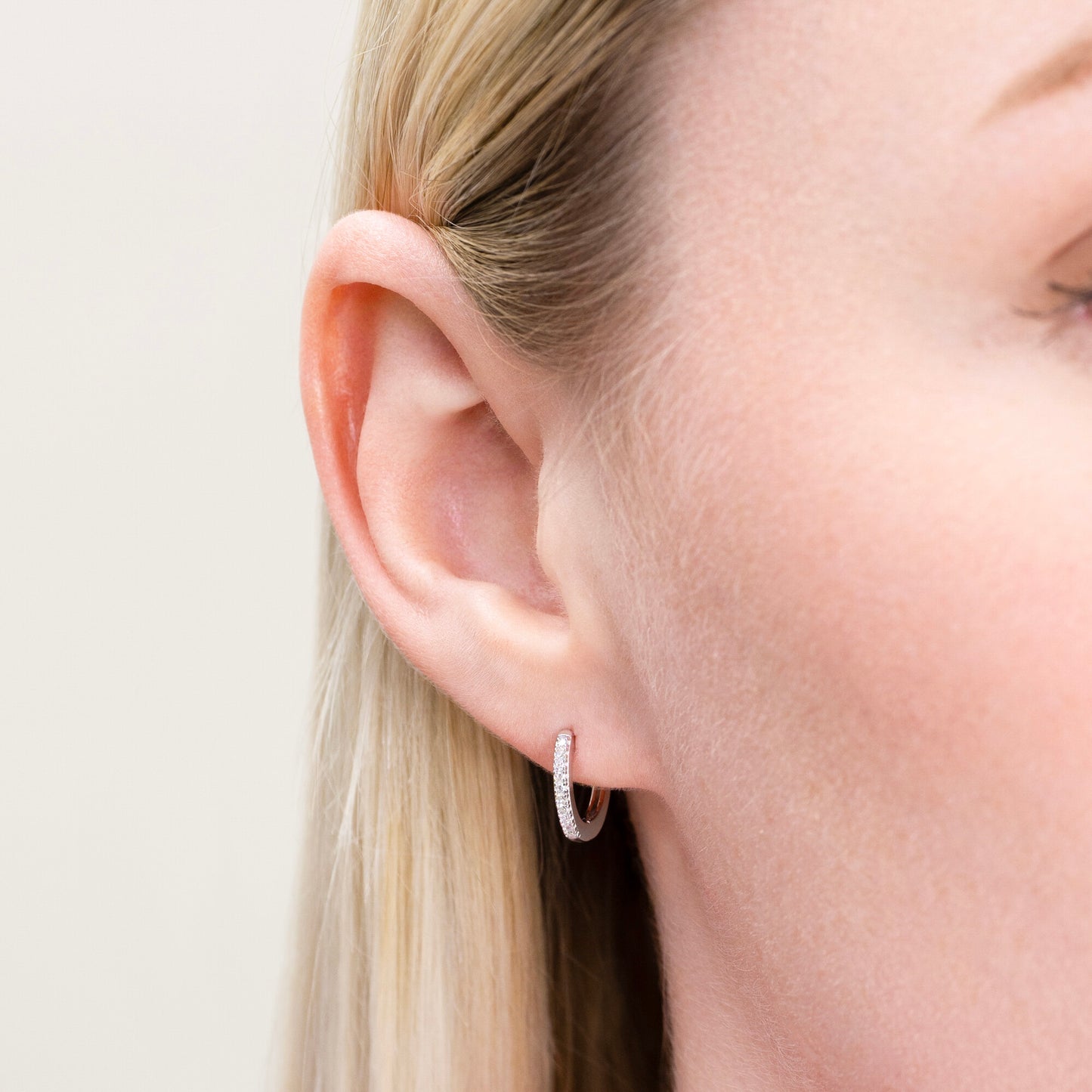 Cushion Hoop Earrings in Rhodium Plated Sterling Silver