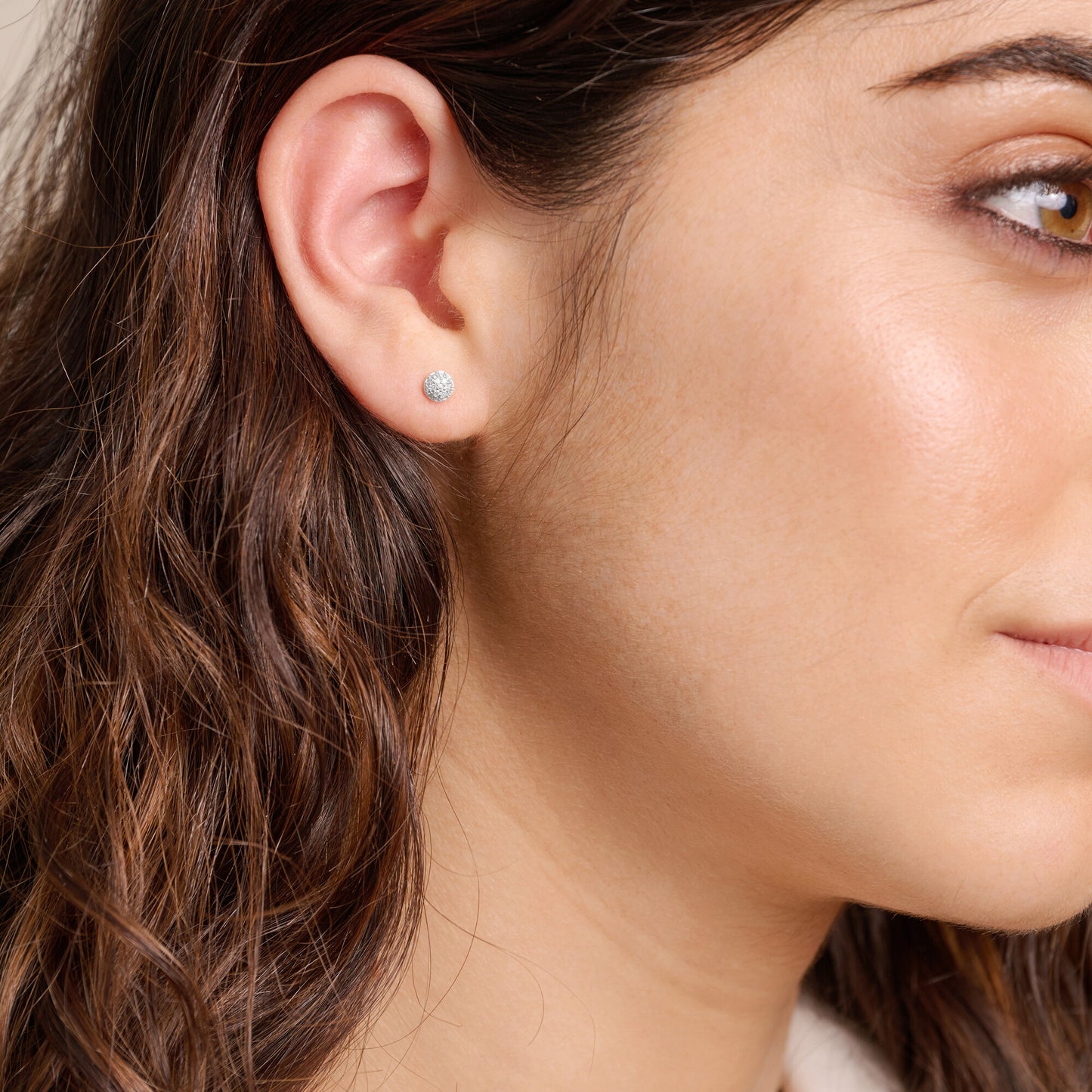 Round Cluster Stud Earrings in Rhodium Plated Sterling Silver