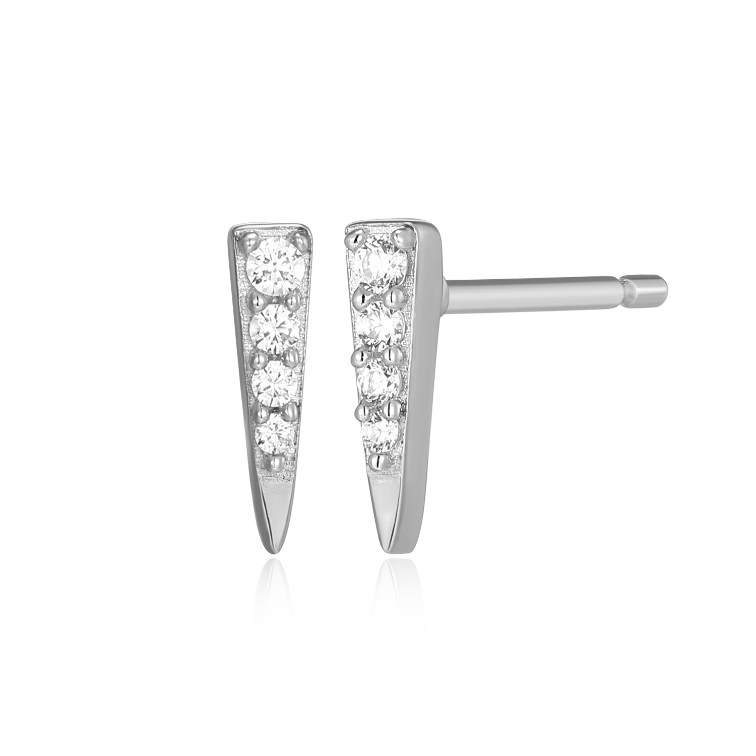 Pave Dagger Lab-Created Diamond Stud Earrings in Rhodium-Plated Sterling Silver