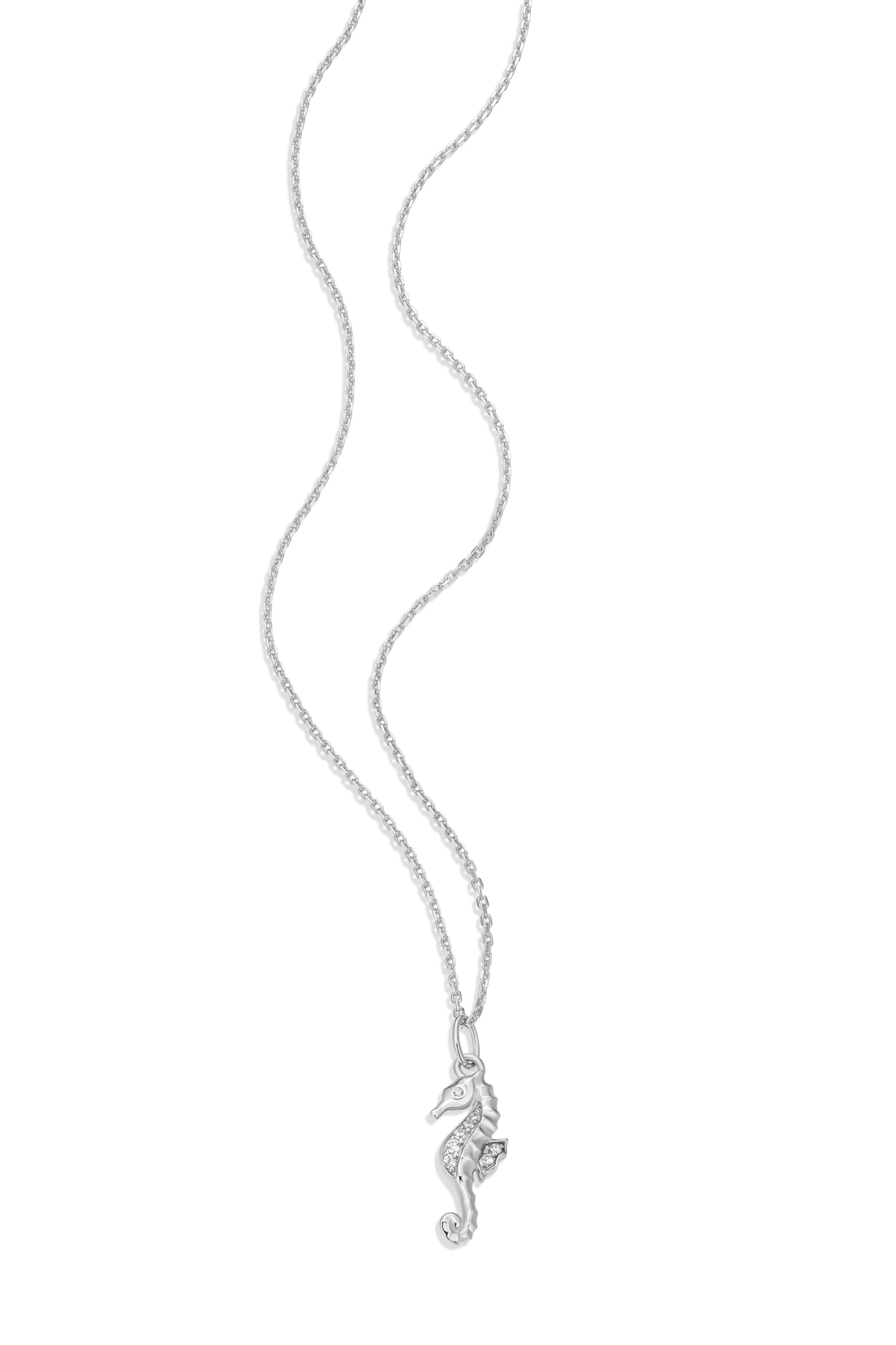 Seahorse Pendant Necklace in Rhodium Plated Sterling Silver