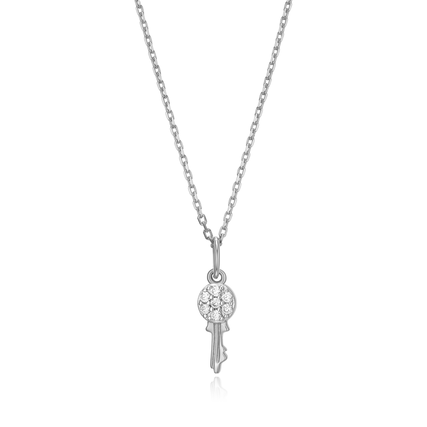 Latchkey Pendant Necklace in Rhodium Plated Sterling Silver