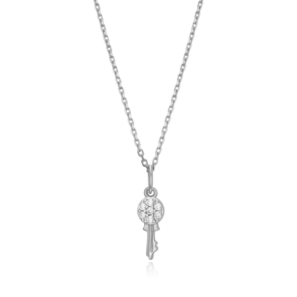 Latchkey Pendant Necklace in Rhodium Plated Sterling Silver | M by Monte Luna