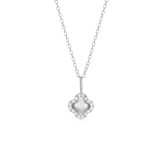 Clover Pendant Necklace in Rhodium Plated Sterling Silver