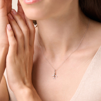 Airplane Pendant Necklace in Rhodium Plated Sterling Silver | M by Monte Luna
