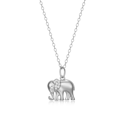 Elephant Pendant Necklace in Rhodium Plated Sterling Silver | M by Monte Luna
