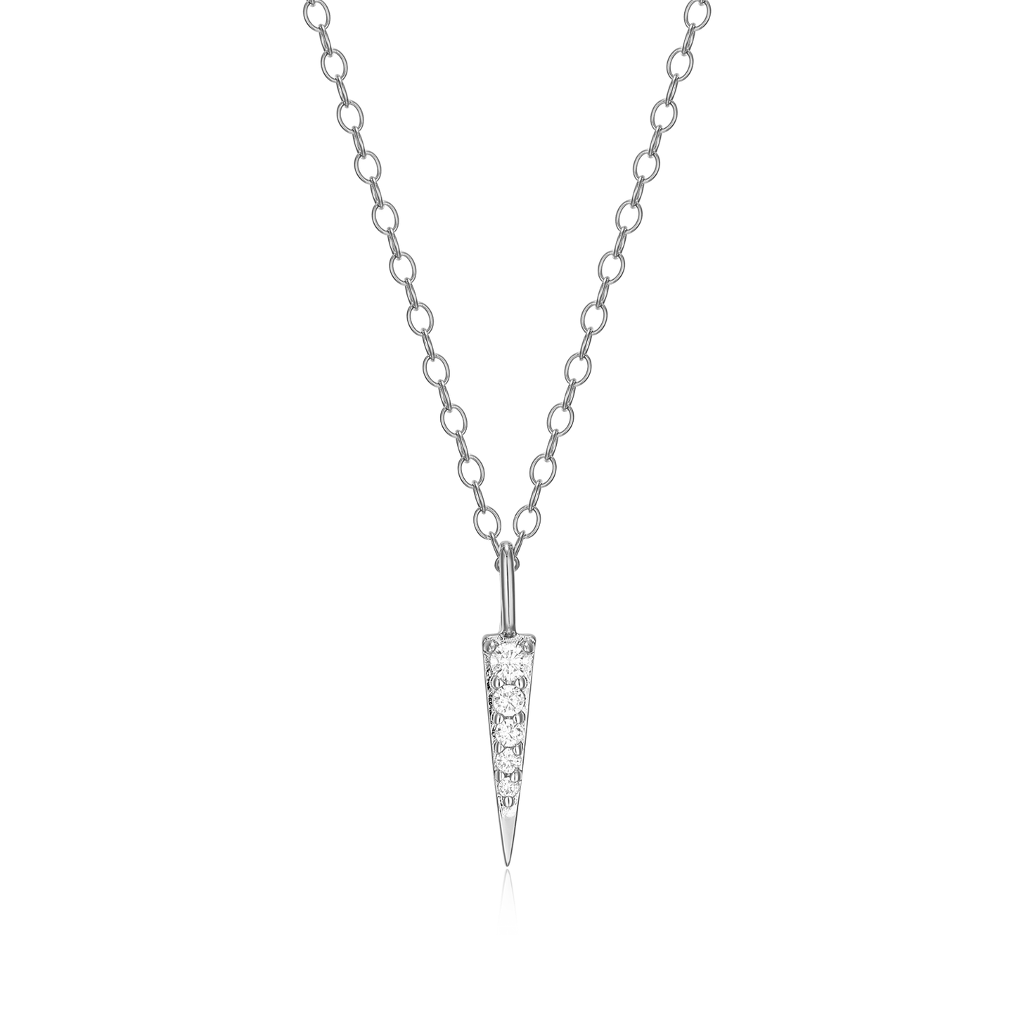 Pave Dagger Lab-Created Diamond Pendant Necklace in Rhodium-Plated Sterling Silver | M by Monte Luna