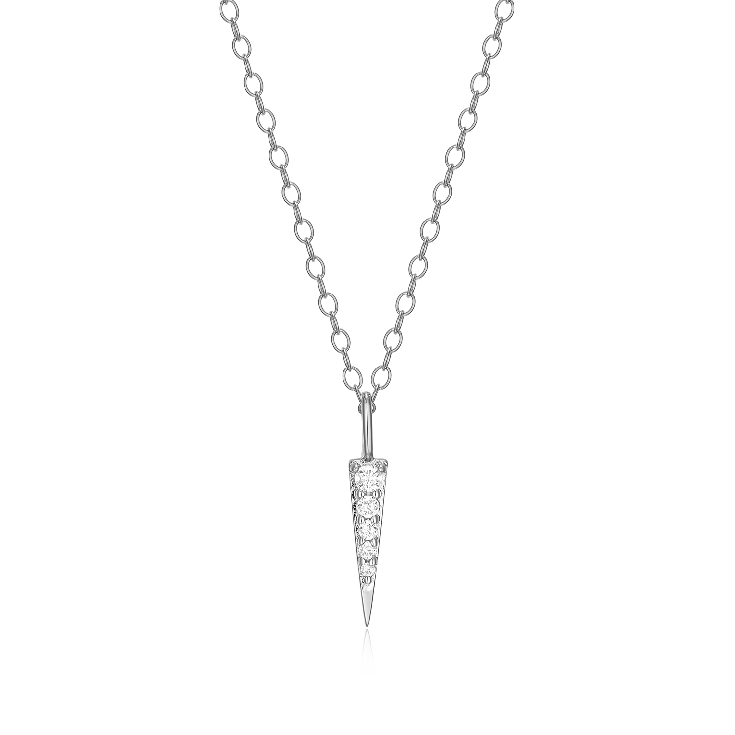 Pave Dagger Lab-Created Diamond Pendant Necklace in Rhodium-Plated Sterling Silver | M by Monte Luna