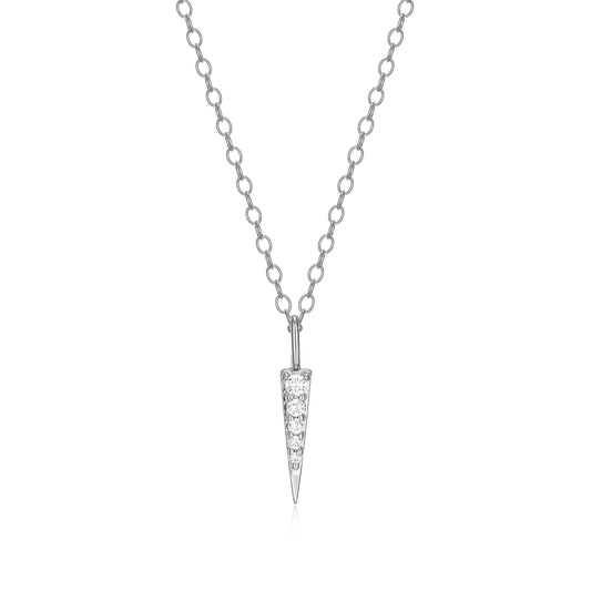 Pave Dagger Lab-Created Diamond Pendant Necklace in Rhodium-Plated Sterling Silver | M by Monte Luna