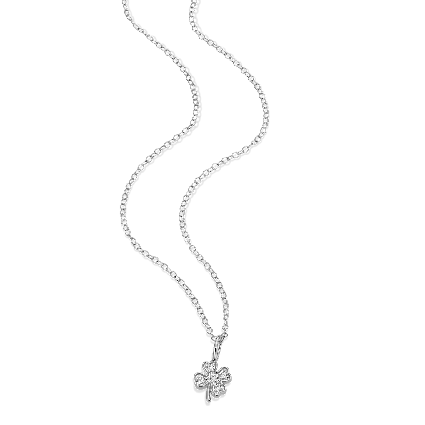 Lucky Clover Lab-Created Diamond Pendant Necklace in Rhodium-Plated Sterling Silver | M by Monte Luna