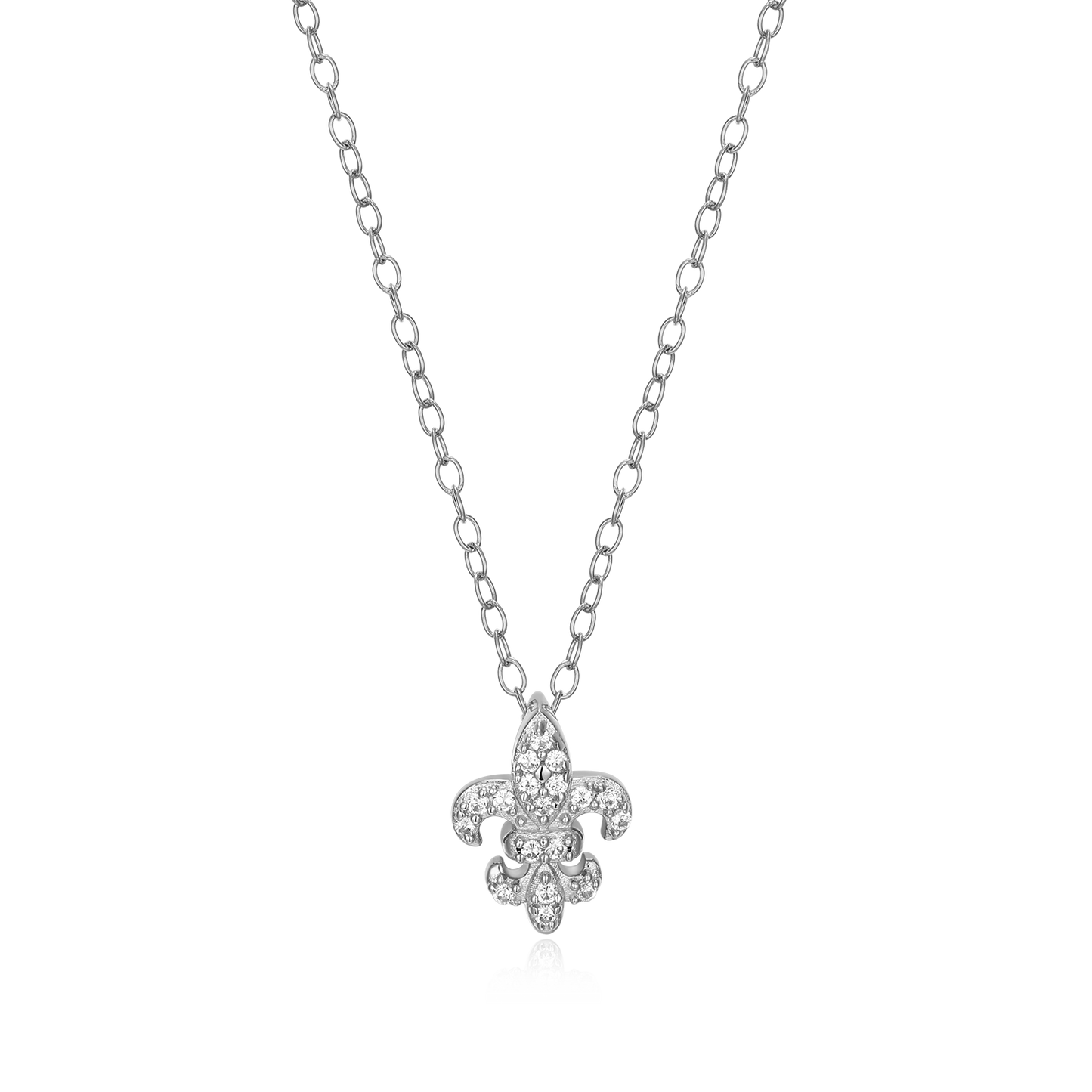 Fleur de Lis Lab-Created Diamond Pendant Necklace in Rhodium-Plated Sterling Silver | M by Monte Luna