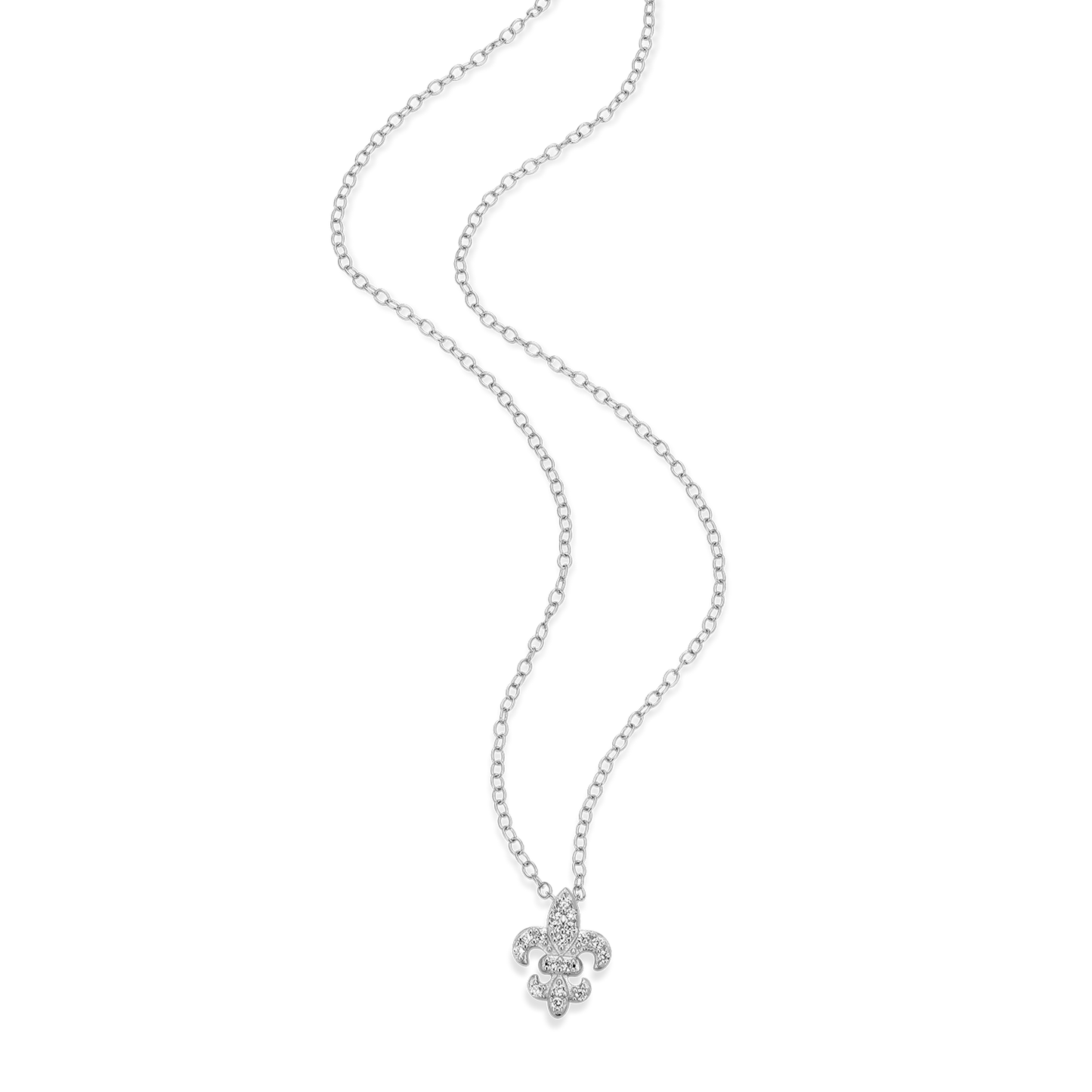 Fleur de Lis Lab-Created Diamond Pendant Necklace in Rhodium-Plated Sterling Silver | M by Monte Luna