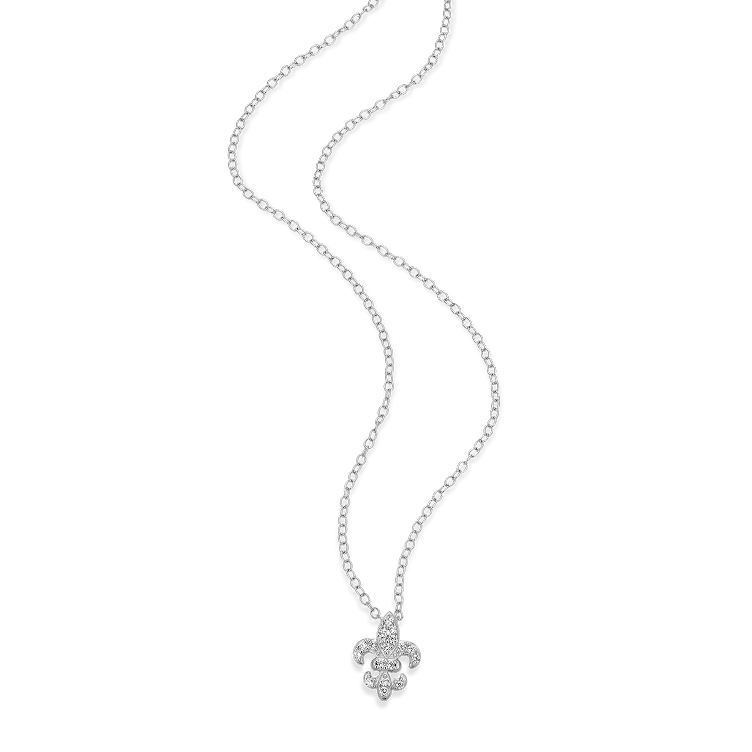 Fleur de Lis Lab-Created Diamond Pendant Necklace in Rhodium-Plated Sterling Silver | M by Monte Luna