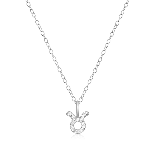 Taurus Pendant Necklace in Rhodium Plated Sterling Silver