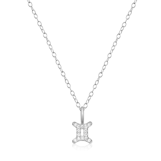 Gemini Pendant Necklace in Rhodium Plated Sterling Silver