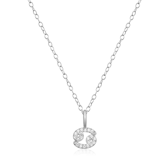 Cancer Pendant Necklace in Rhodium Plated Sterling Silver