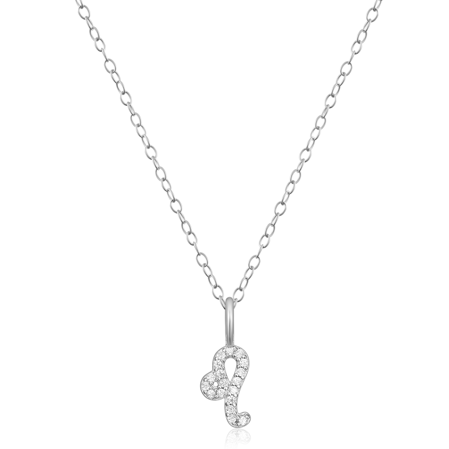 Leo Pendant Necklace in Rhodium Plated Sterling Silver