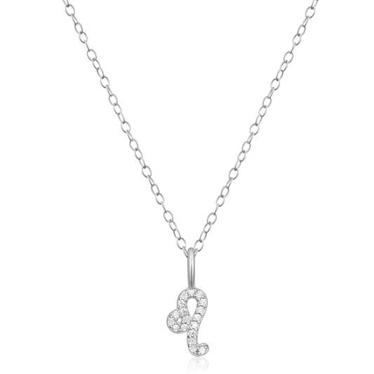 Leo Pendant Necklace in Rhodium Plated Sterling Silver