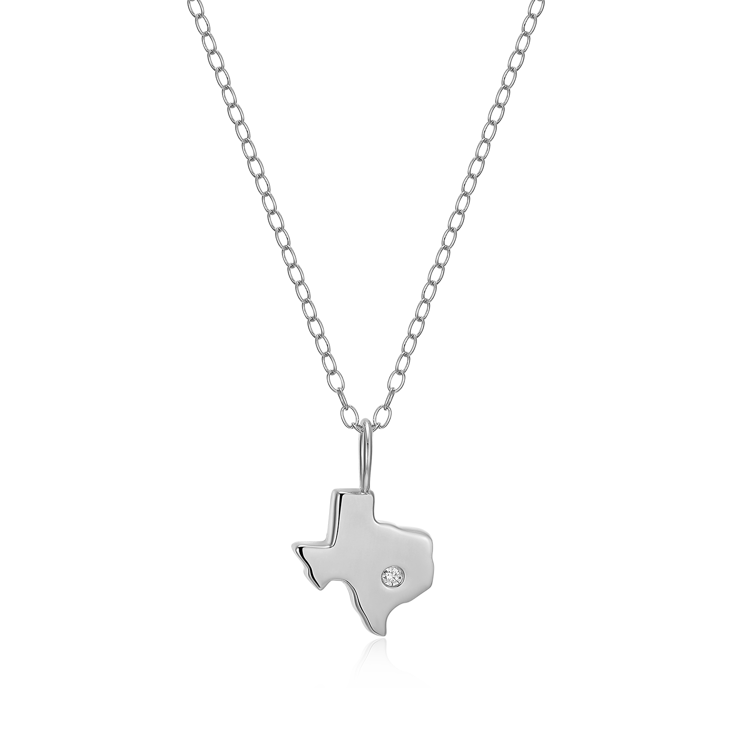 Texas State Lab-Created Diamond Pendant Necklace in Rhodium-Plated Sterling Silver | M by Monte Luna