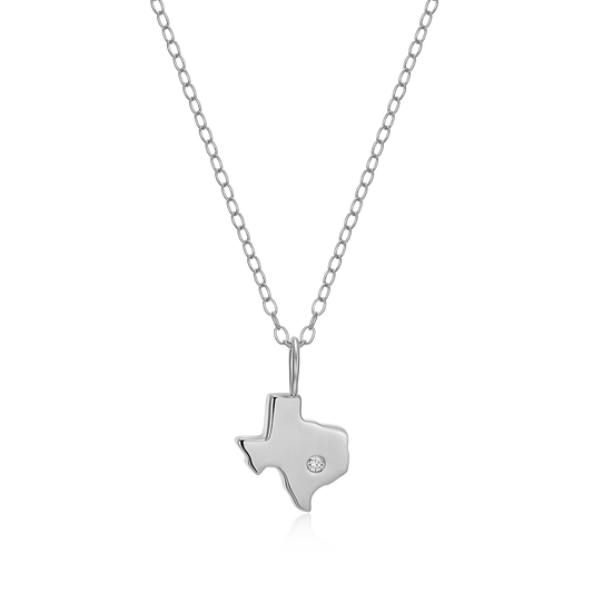 Texas State Lab-Created Diamond Pendant Necklace in Rhodium-Plated Sterling Silver | M by Monte Luna