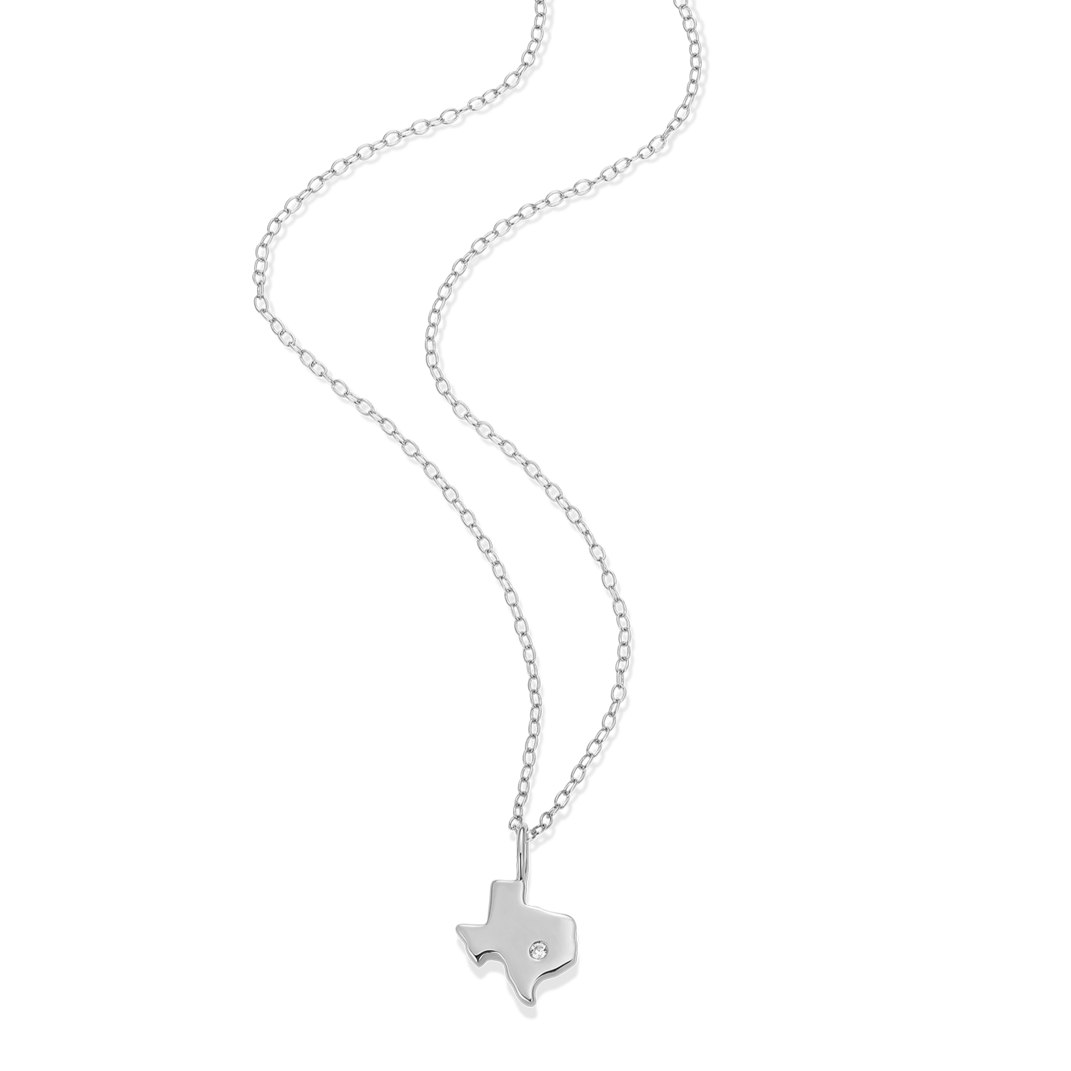 Texas State Lab-Created Diamond Pendant Necklace in Rhodium-Plated Sterling Silver | M by Monte Luna