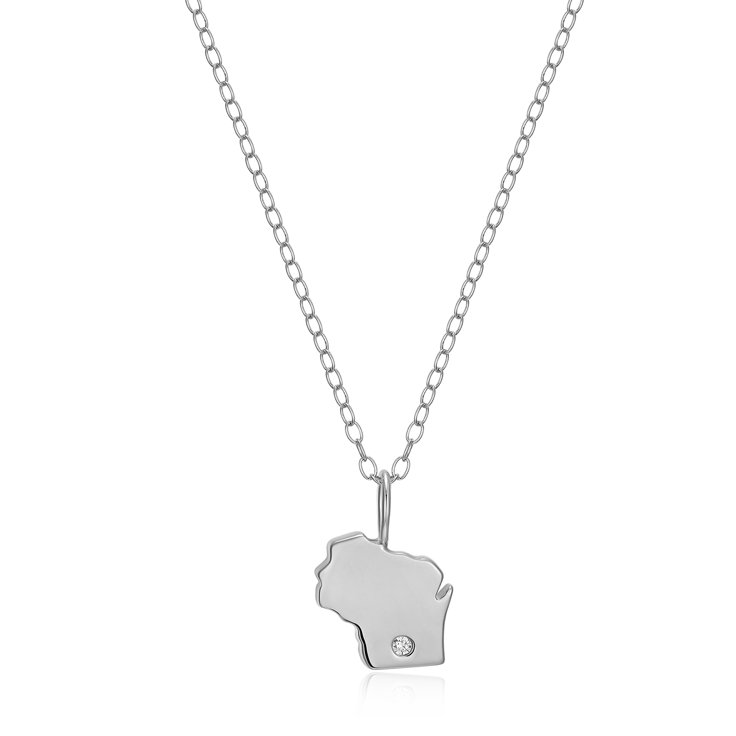 Wisconsin State Lab-Created Diamond Pendant Necklace in Rhodium-Plated Sterling Silver | M by Monte Luna