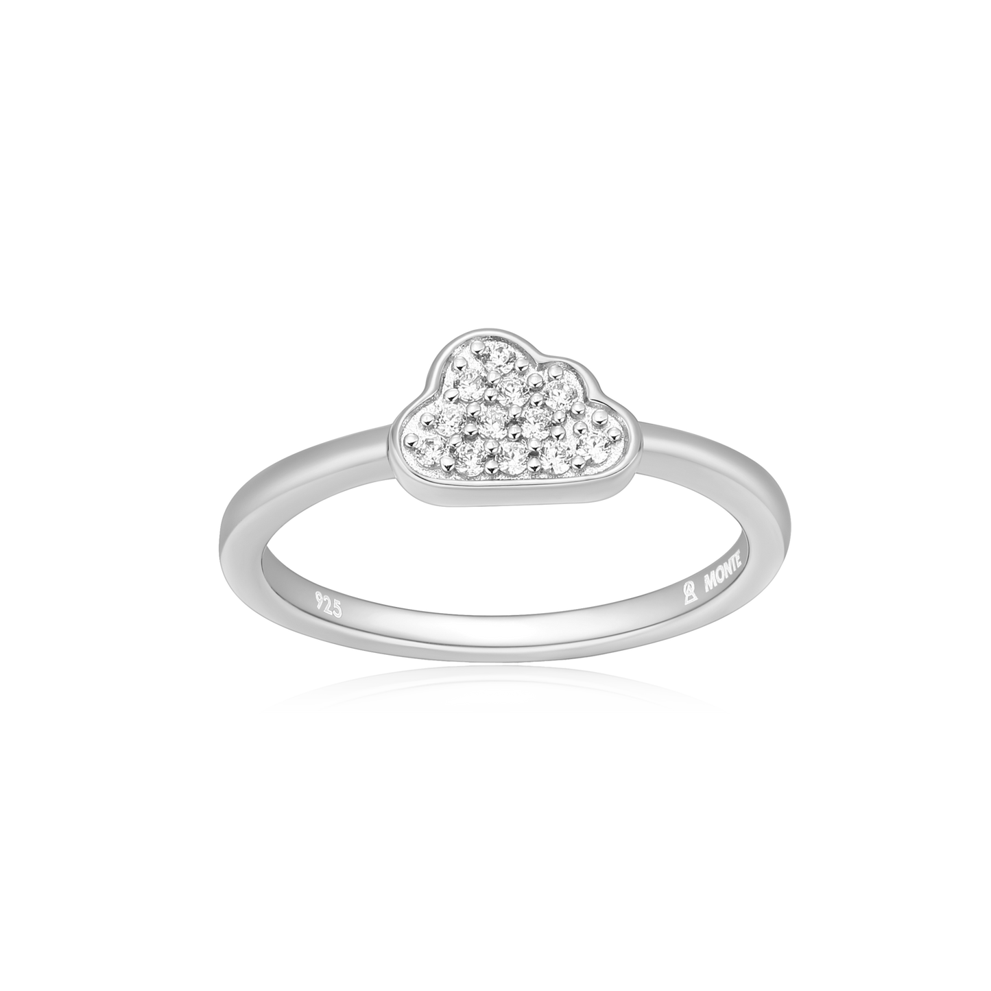 Silver Lining Cloud Ring in Rhodium Plated Sterling Silver