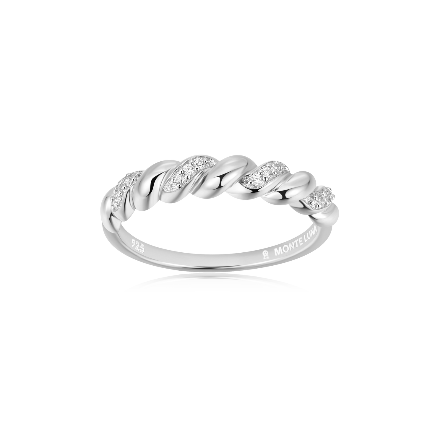 Twist Stackable Ring in Rhodium Plated Sterling Silver