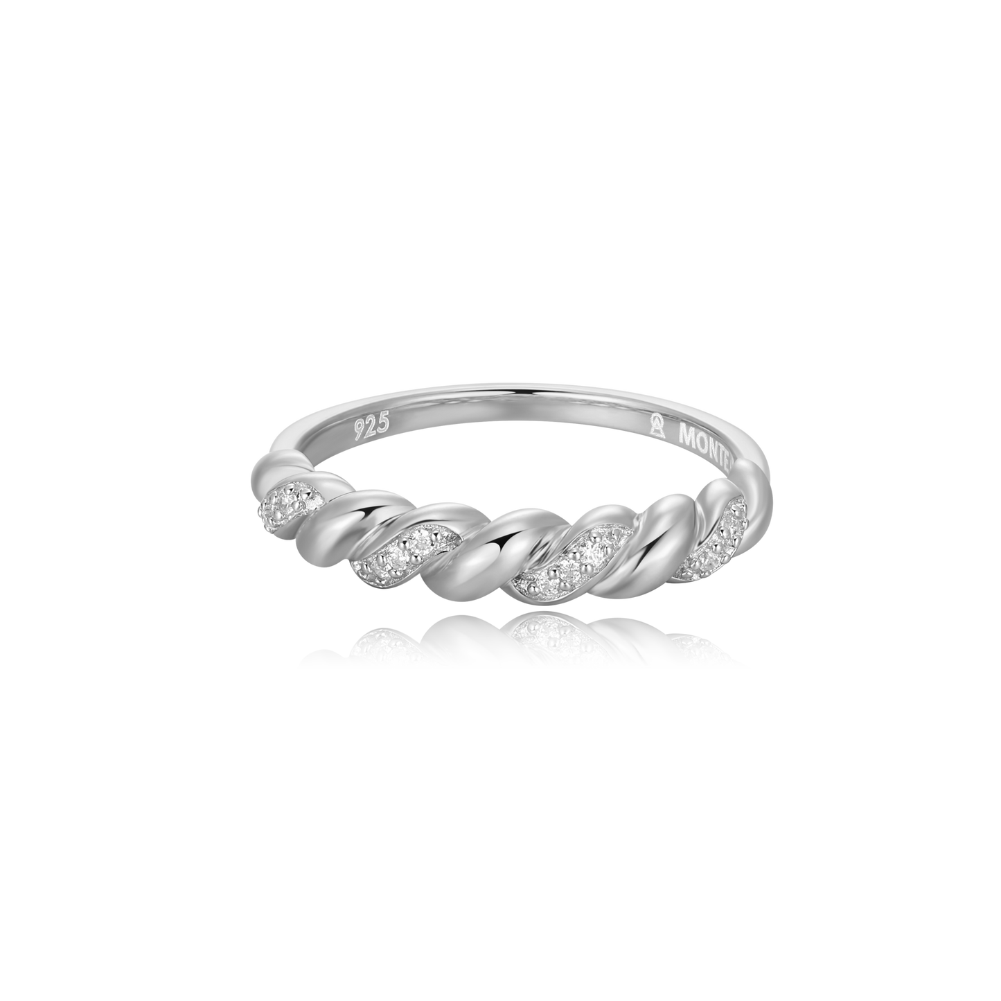 Twist Stackable Ring in Rhodium Plated Sterling Silver