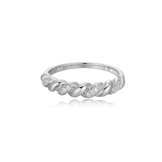 Twist Stackable Ring in Rhodium Plated Sterling Silver | M by Monte Luna