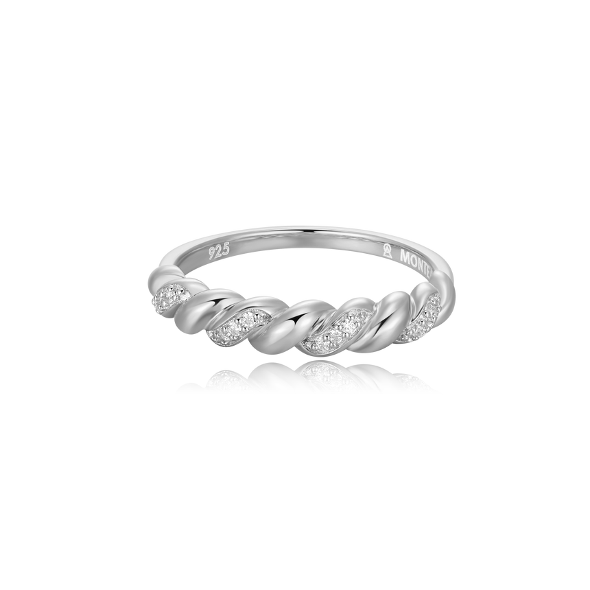 Twist Stackable Ring in Rhodium Plated Sterling Silver