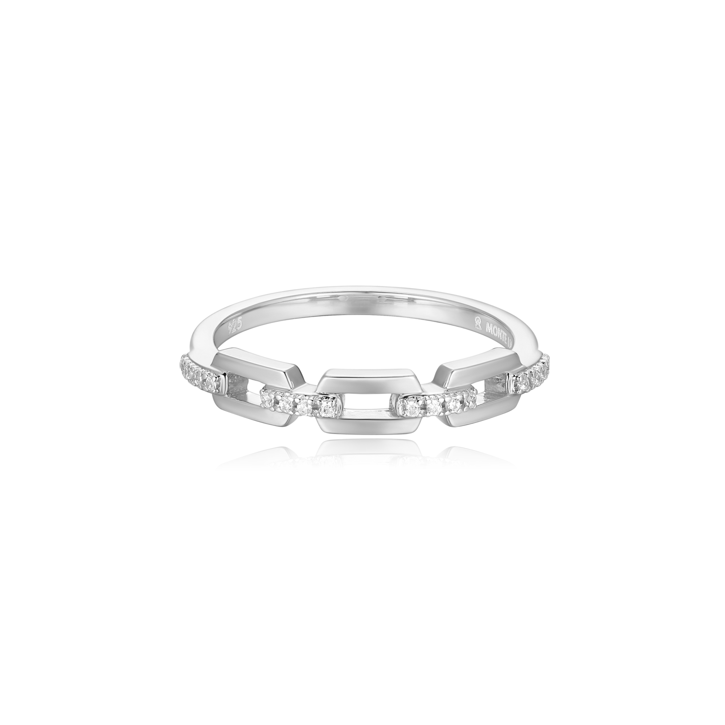 Mini-Link Stackable Ring in Rhodium Plated Sterling Silver