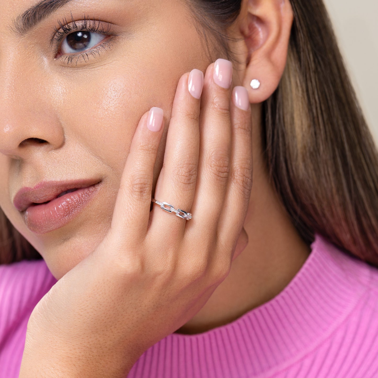 Mini-Link Stackable Ring in Rhodium Plated Sterling Silver