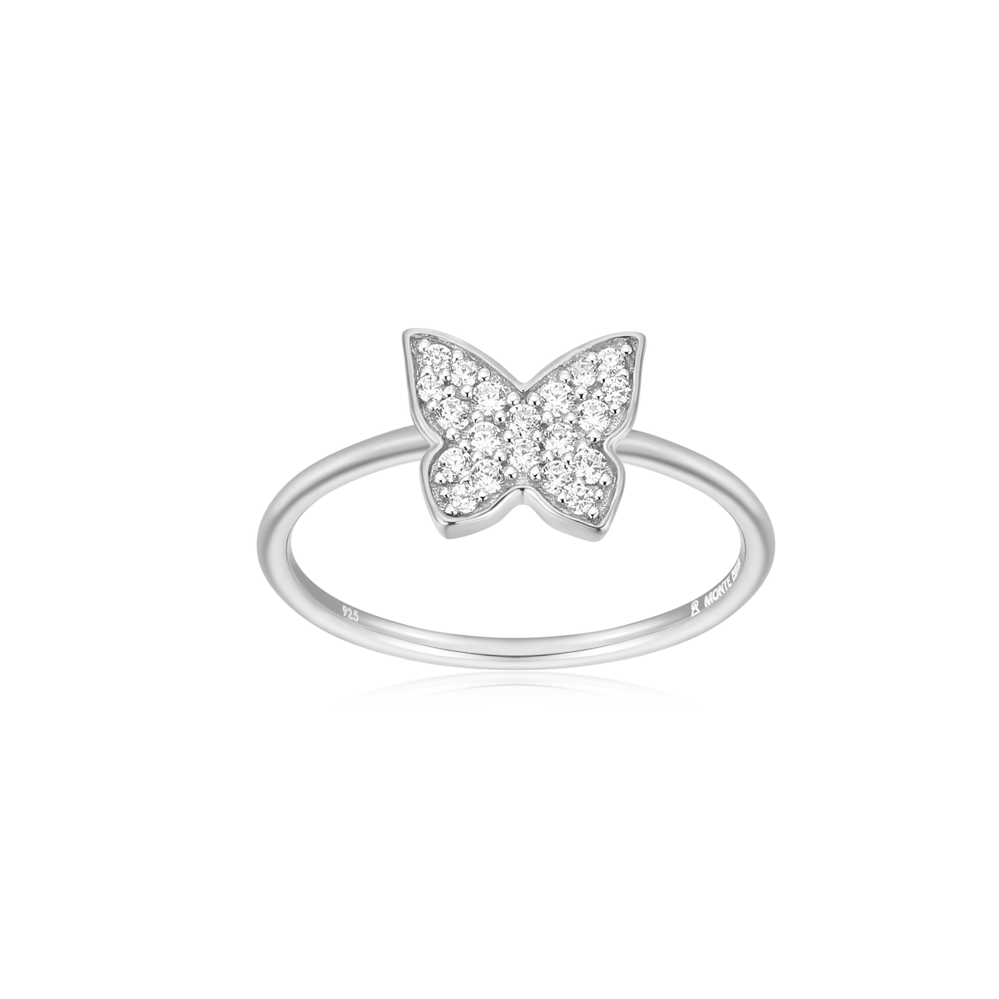 Butterfly Statement Ring in Rhodium Plated Sterling Silver