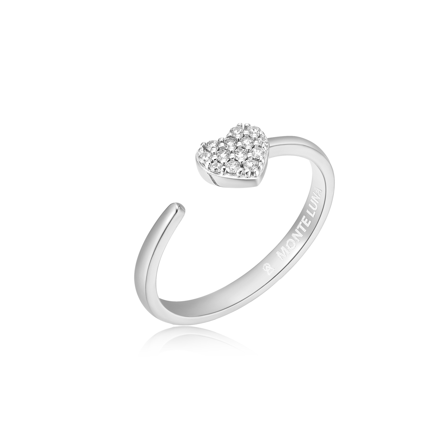 Mini-Heart Bypass Ring in Rhodium Plated Sterling Silver