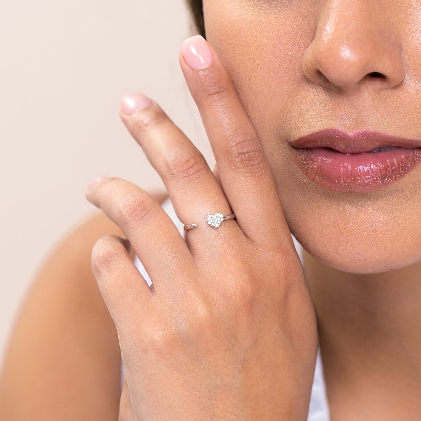 Mini-Heart Bypass Ring in Rhodium Plated Sterling Silver