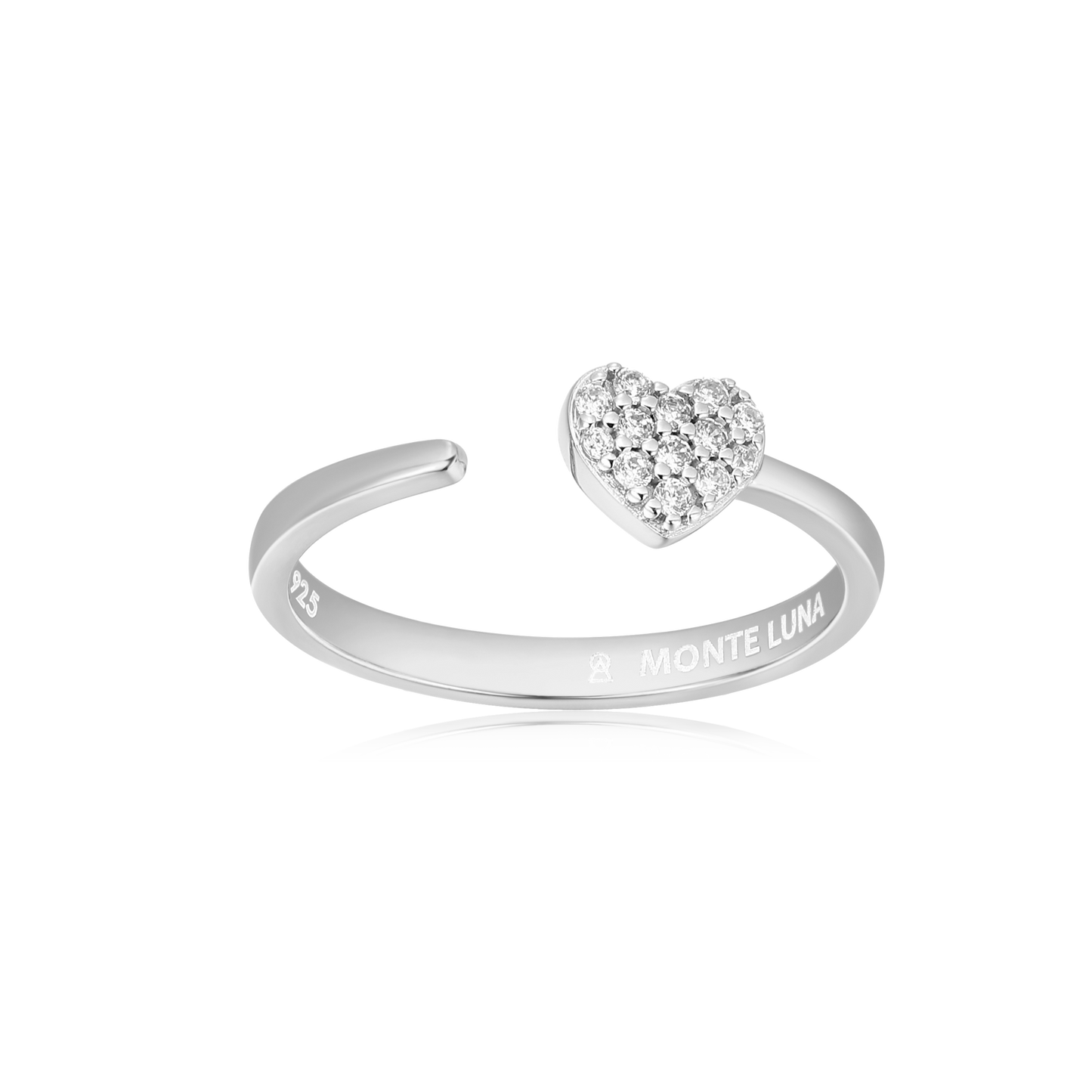 Mini-Heart Bypass Ring in Rhodium Plated Sterling Silver