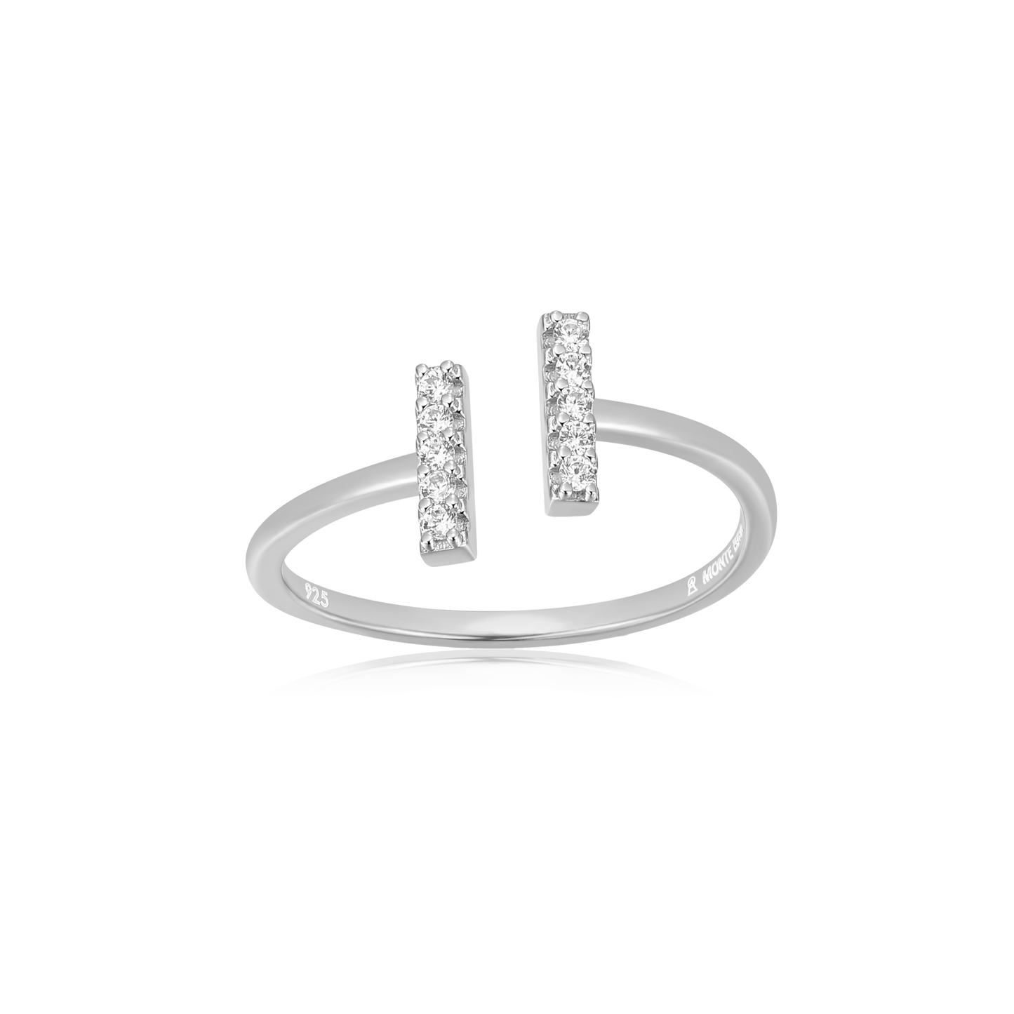 Parallel Bars Open Ring in Rhodium Plated Sterling Silver