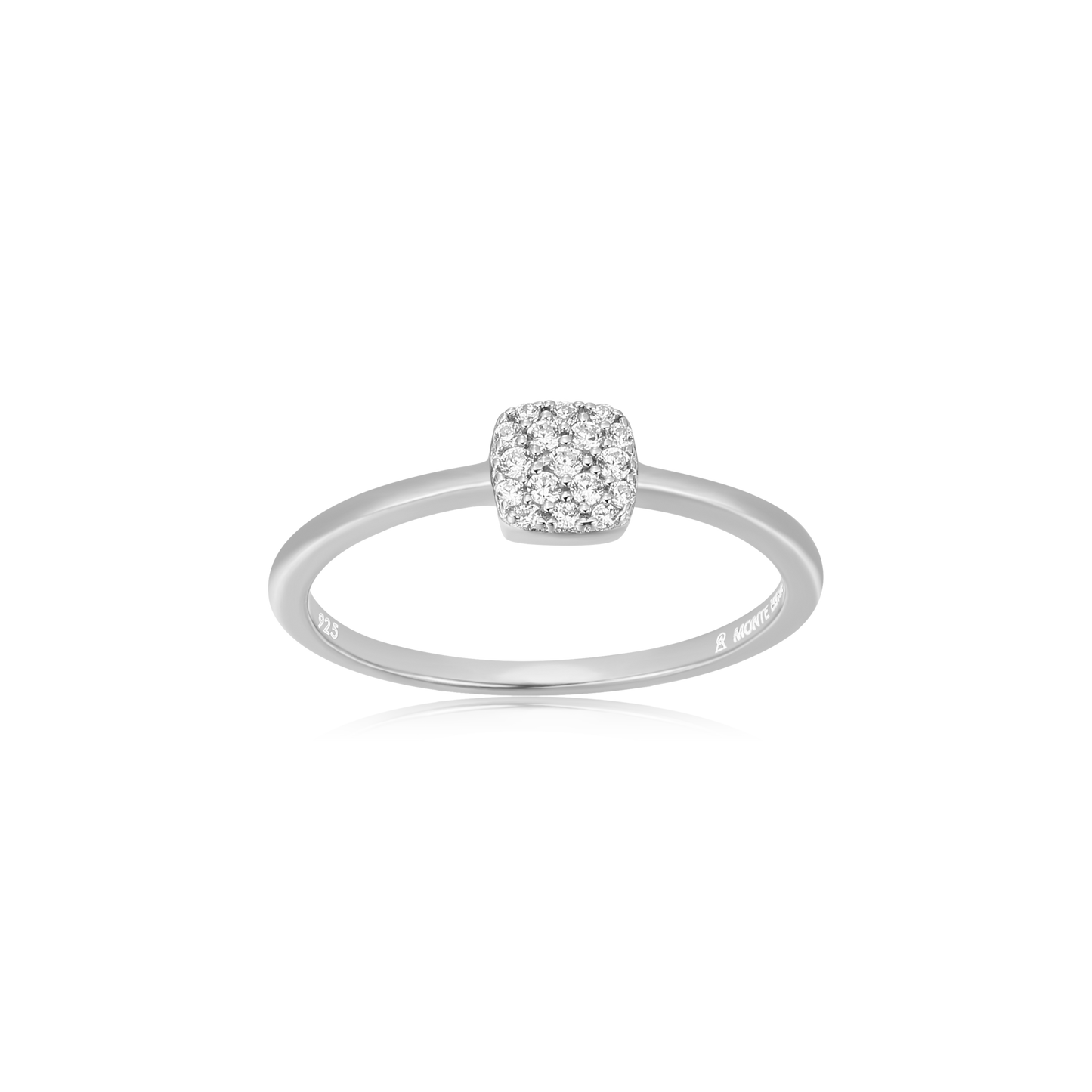 Cushion Stackable Ring in Rhodium Plated Sterling Silver