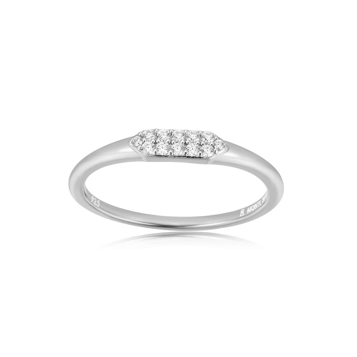 Long Hex Stackable Ring in Rhodium Plated Sterling Silver